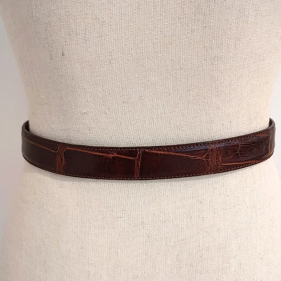 VTG Ralph Lauren Genuine Alligator Belt Sterling Silver 1985 Brown 26 - Picture 7 of 16